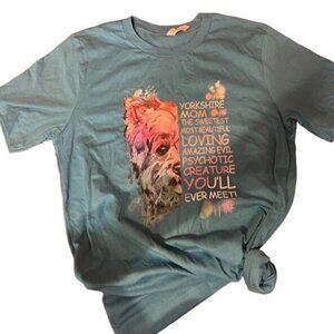 Yorkshire Terrier mom blue Graphic T-Shirt Short-Sleeve Crewneck Bella‎ + Canvas